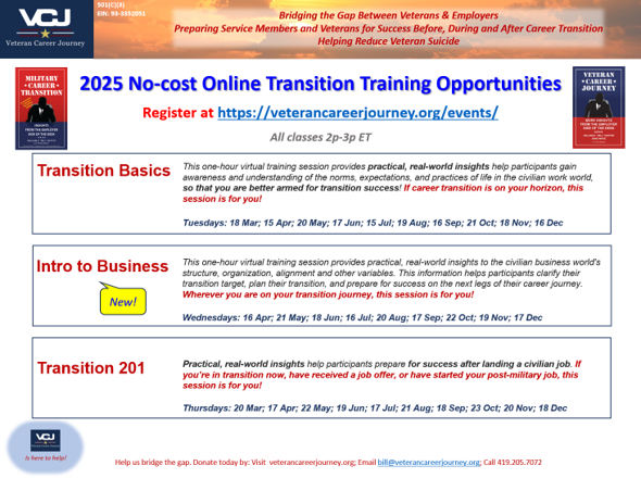 VCJ is Adding a Third No-cost, On-line Training Course!